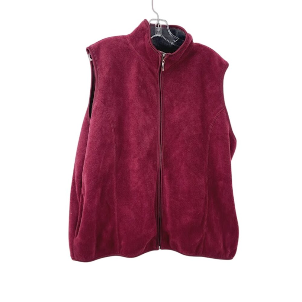Jennifer Moore Women's Burgundy Sleeveless Thermal Fleece Vest Size Large